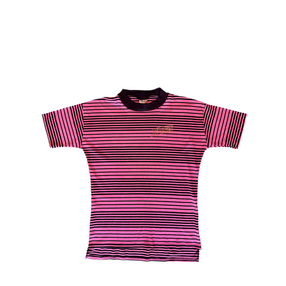 Vintage 80s Moondog Striped Surf Tee w/ Gold Embroidery (USA Made, Size L) - Picture 1 of 5